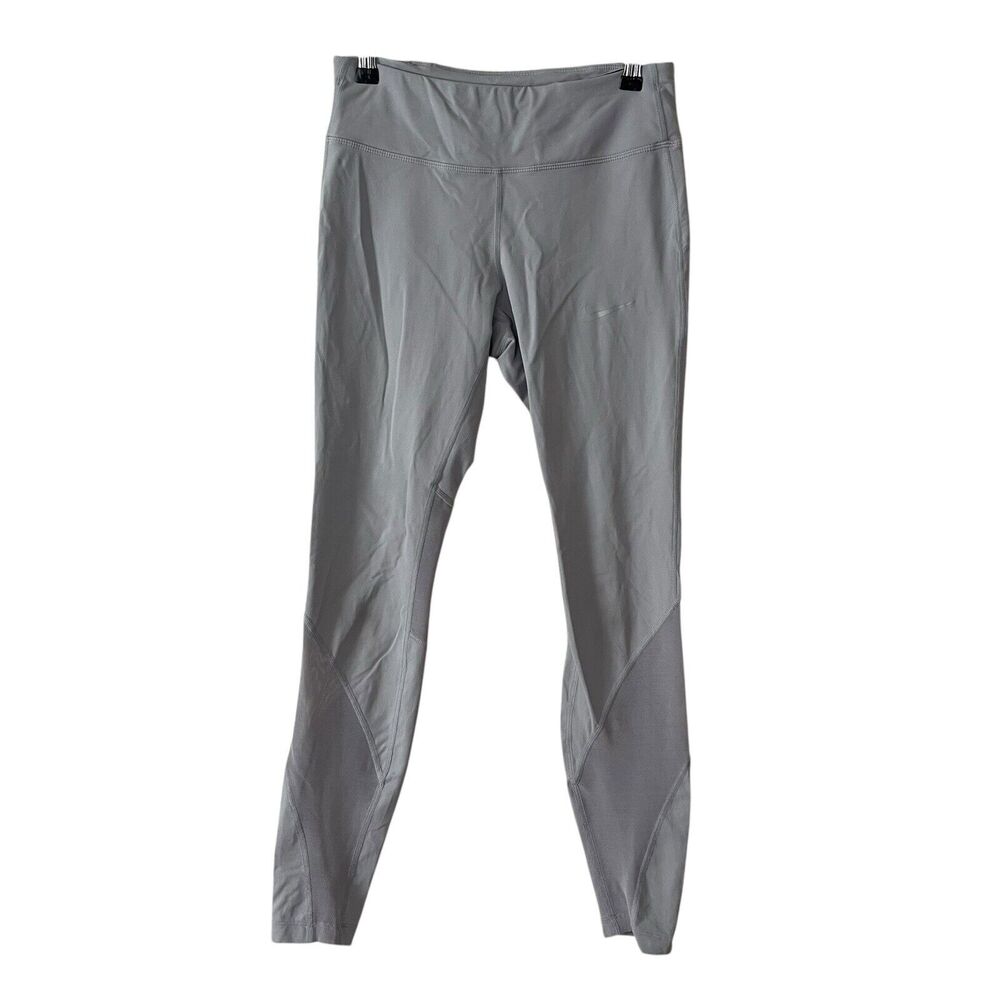 Nike Small Activewear Leggings Light Gray Zip Pocket Mesh Panels Workout